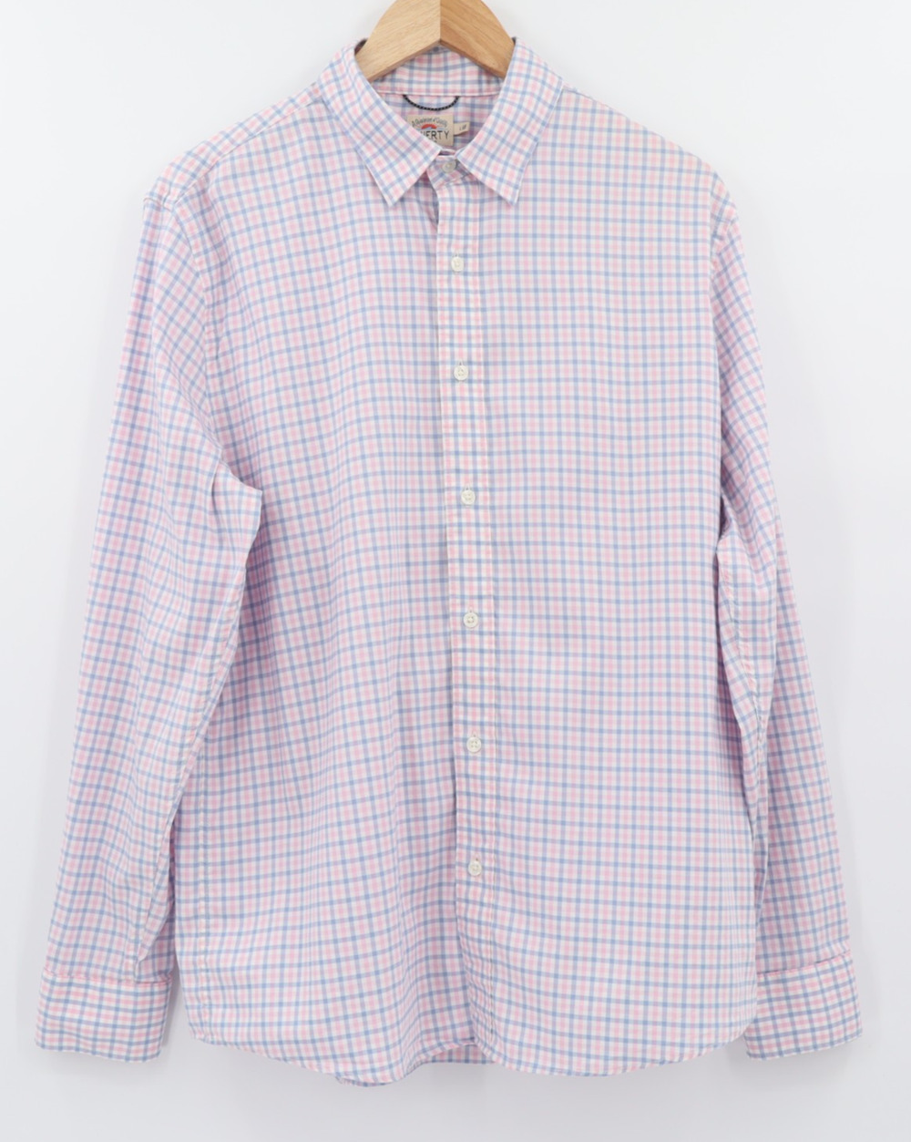 Faherty Sz L The Movement Pink And Blue Plaid Long Sleeve Supima Shirt Preppy